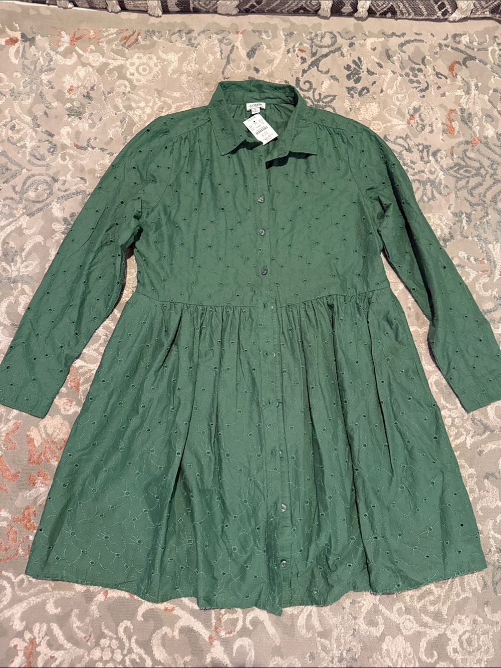 J. Crew Green Eyelet Shirt Dress for Girls